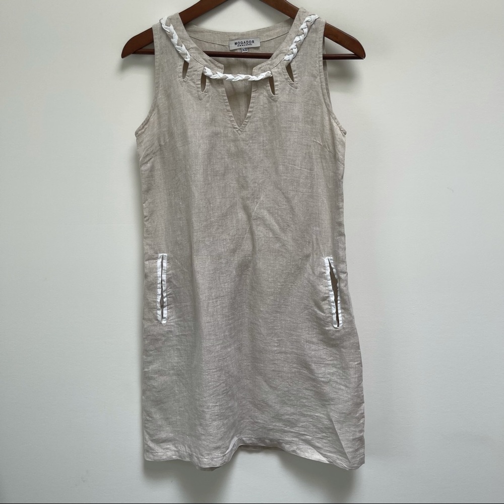 Woolrich Natural Linen Braided-Trim Mini Dress